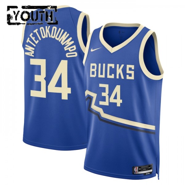 Milwaukee Bucks Trikot Giannis Antetokounmpo Nike 2024-25 City Edition Blau Swingman - Kinder